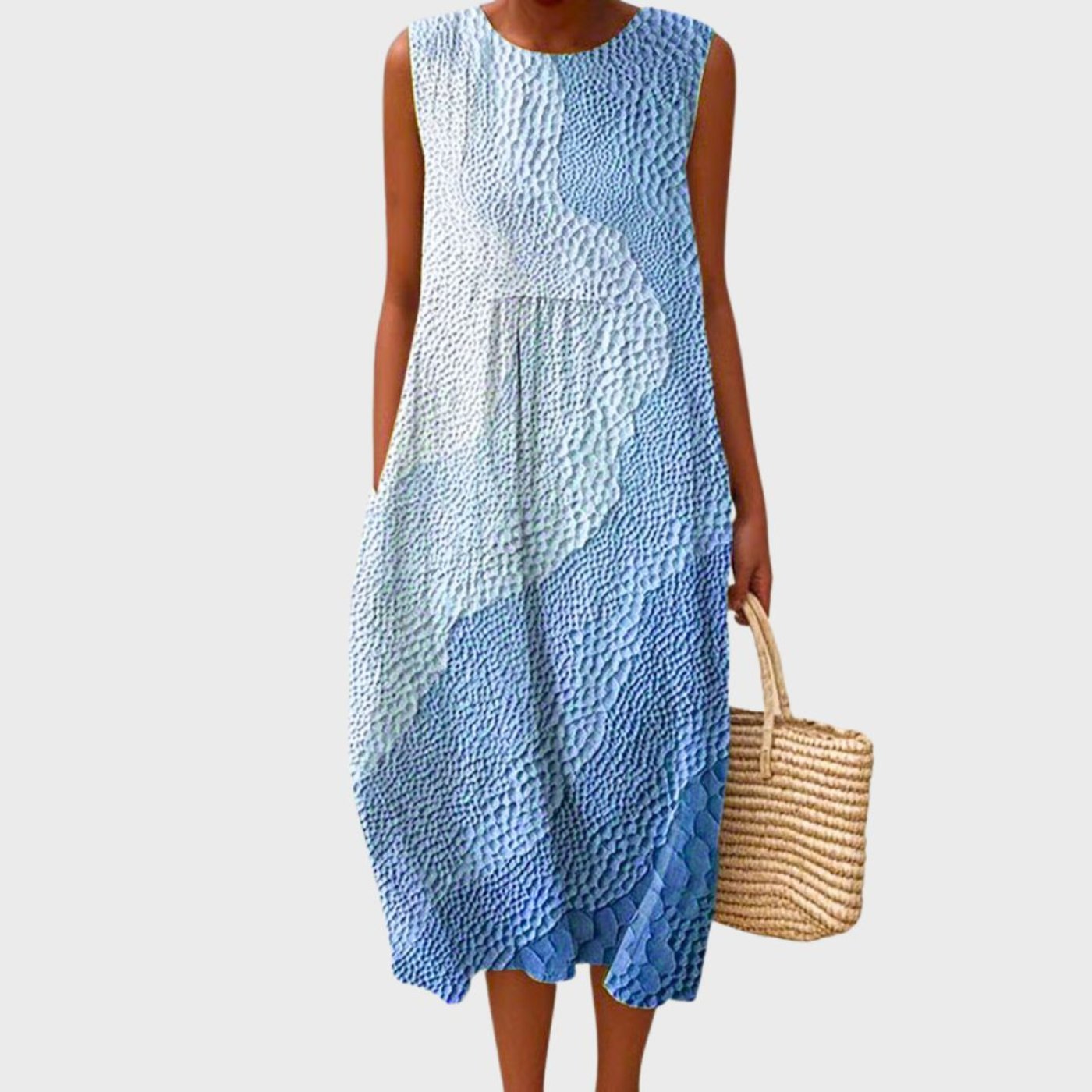 Women's Plaid Linen Tank Midi Dress