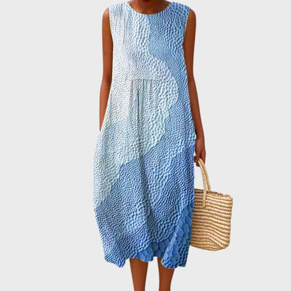 Women's Plaid Linen Tank Midi Dress