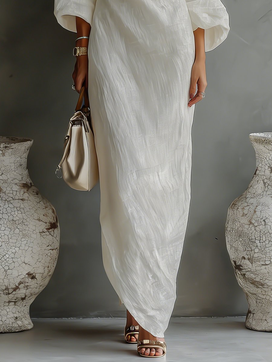 Women's Asymmetrical One-Shoulder Linen Maxi Dress