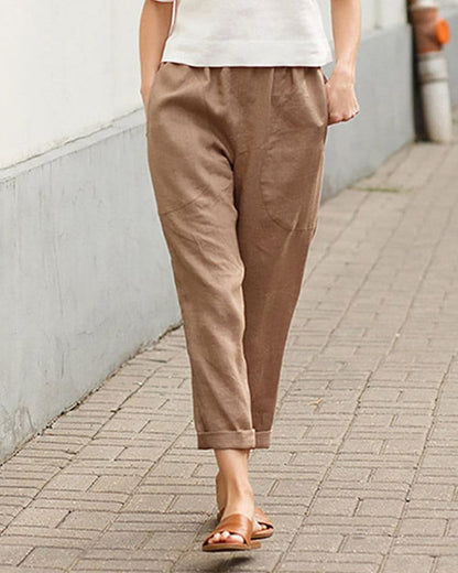 Relaxed Linen Harem Trousers for Women
