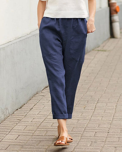 Relaxed Linen Harem Trousers for Women