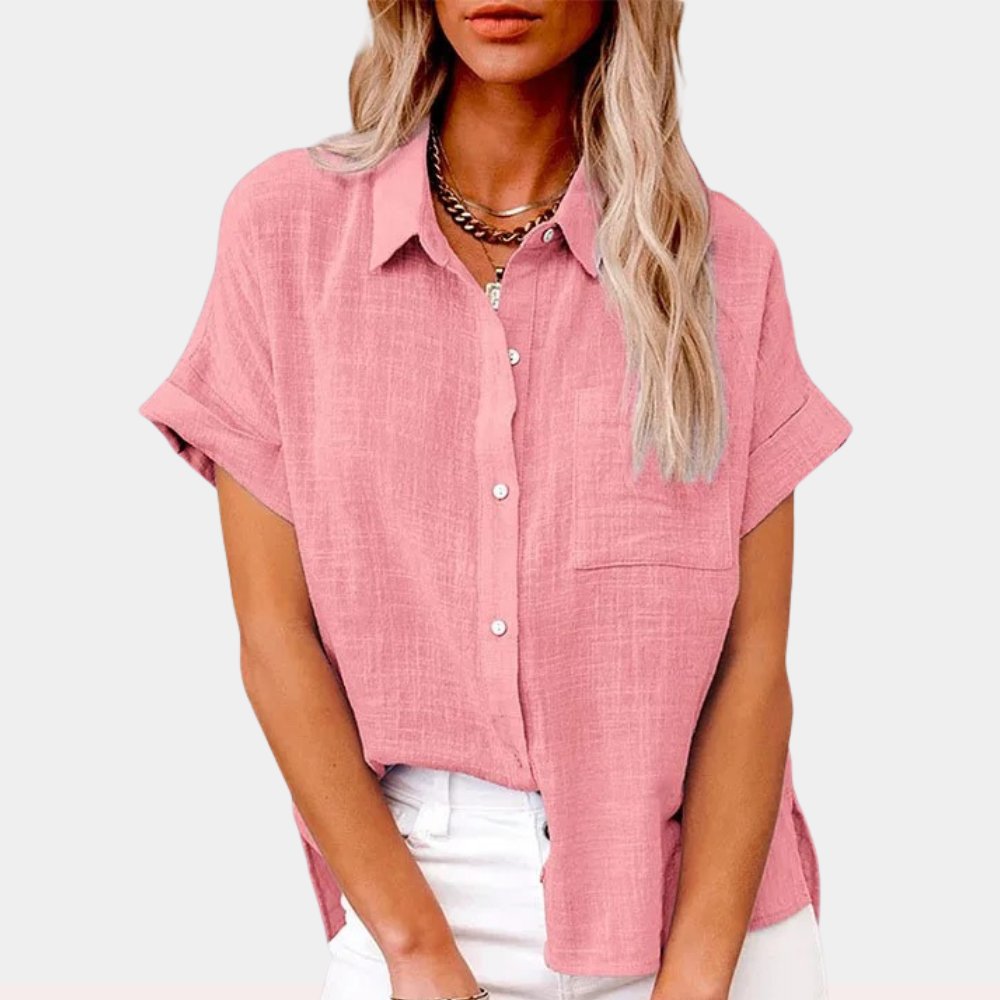 Women's Lightweight Short-Sleeve Button-Down Blouse