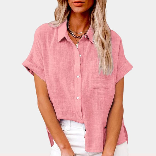 Women's Lightweight Short-Sleeve Button-Down Blouse
