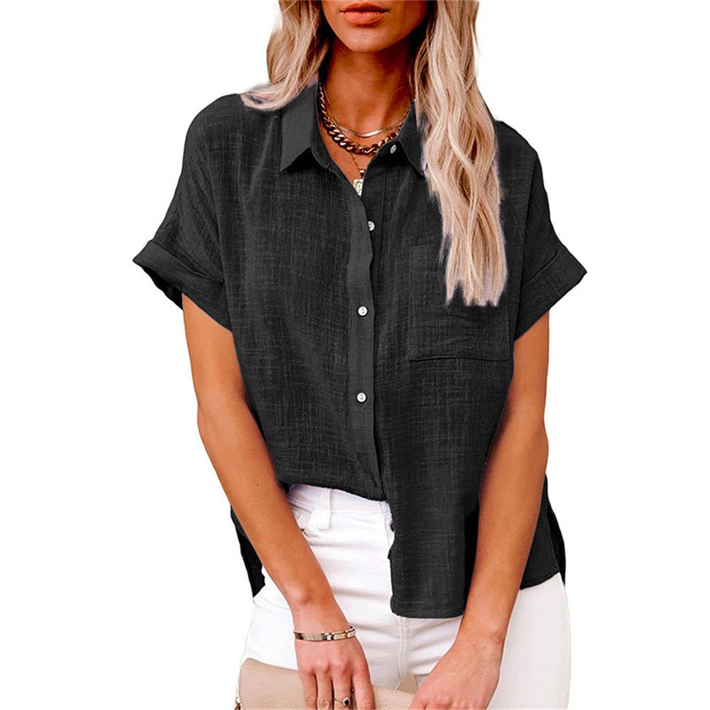 Women's Lightweight Short-Sleeve Button-Down Blouse