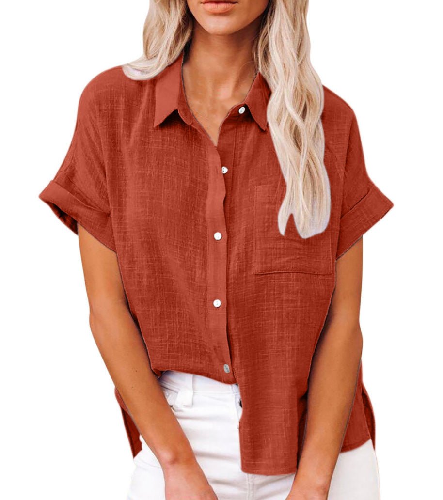 Women's Lightweight Short-Sleeve Button-Down Blouse