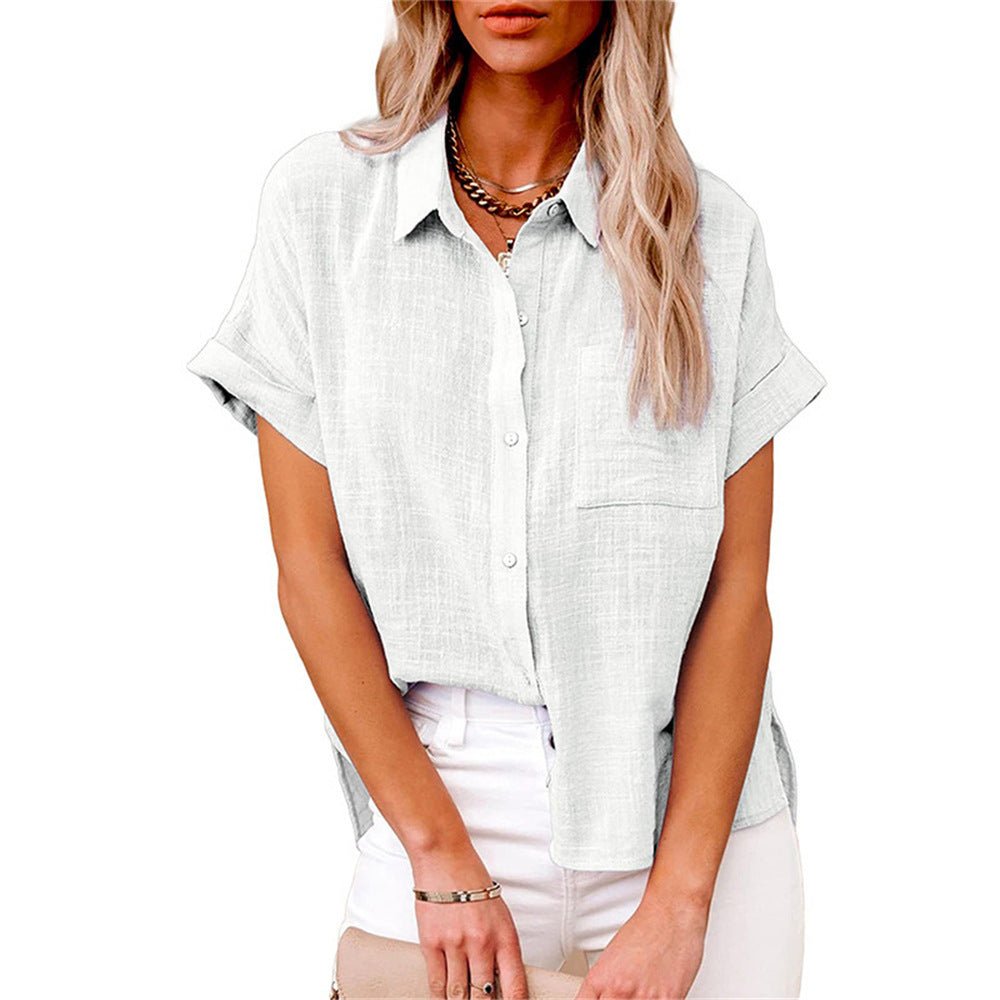 Women's Lightweight Short-Sleeve Button-Down Blouse