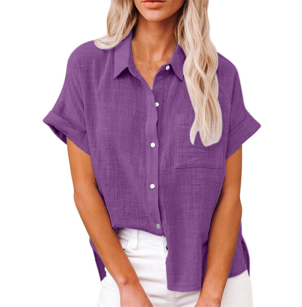 Women's Lightweight Short-Sleeve Button-Down Blouse