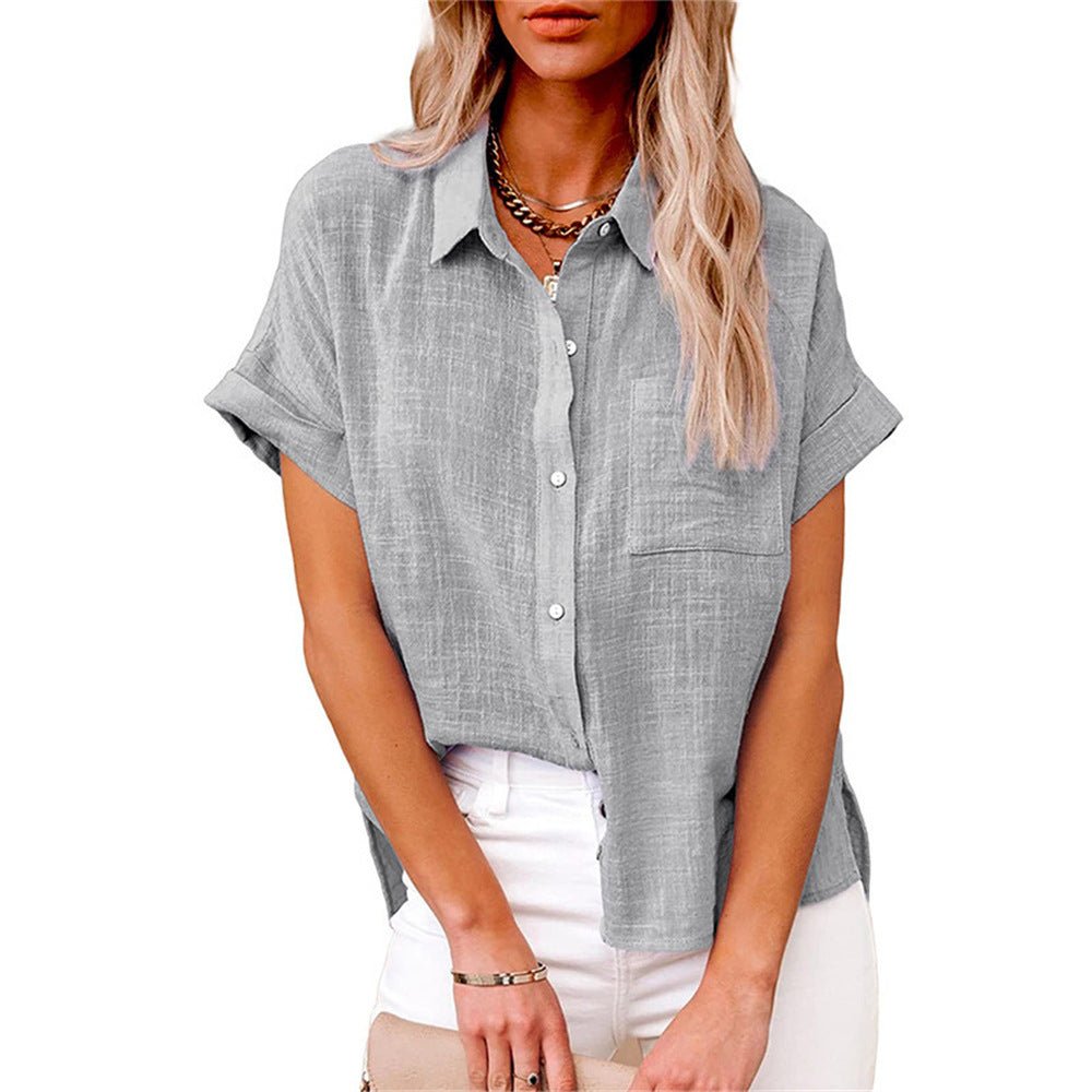 Women's Lightweight Short-Sleeve Button-Down Blouse