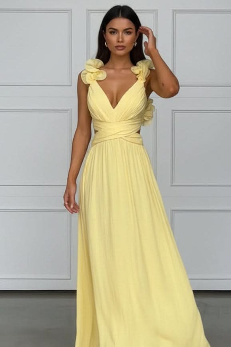 Women's Floral-Appliqué Sleeveless Pleated A-Line Evening Dress
