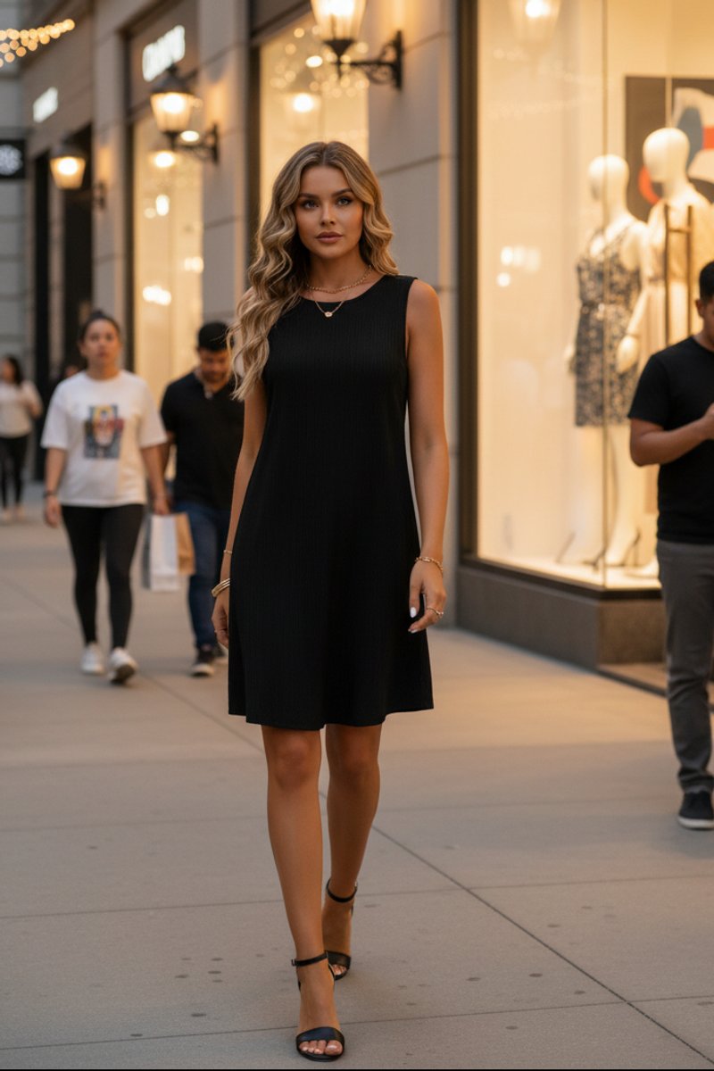 Women's Relaxed-Fit Sleeveless Short Swing Evening Dress
