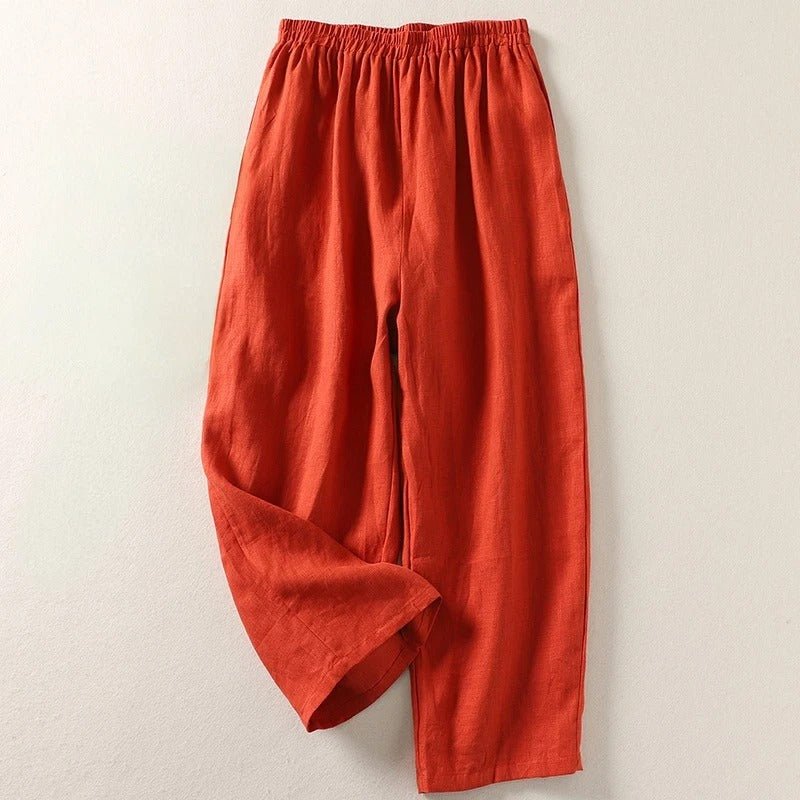 Women's Relaxed-Fit Elastic-Waist Linen Trousers