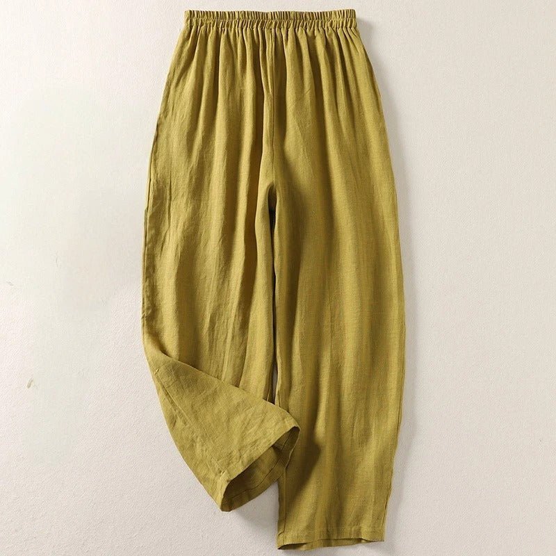 Women's Relaxed-Fit Elastic-Waist Linen Trousers