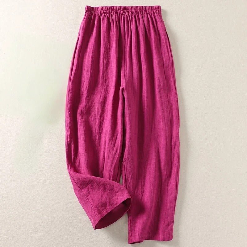 Women's Relaxed-Fit Elastic-Waist Linen Trousers