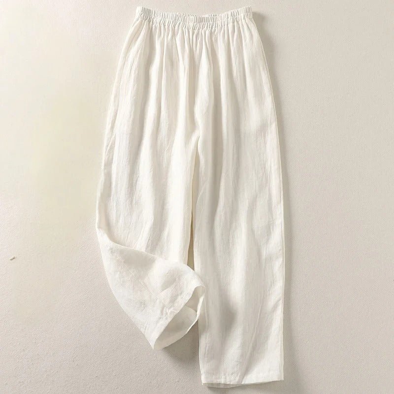 Women's Relaxed-Fit Elastic-Waist Linen Trousers