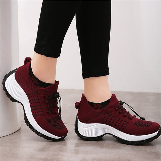 Women's Padded Platform Orthopedic Lace-Up Sneakers