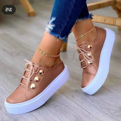 Women's Lace-Up Round-Toe Platform Orthopedic Sneakers