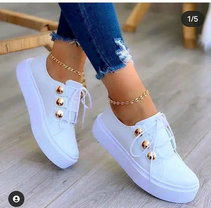 Women's Lace-Up Round-Toe Platform Orthopedic Sneakers