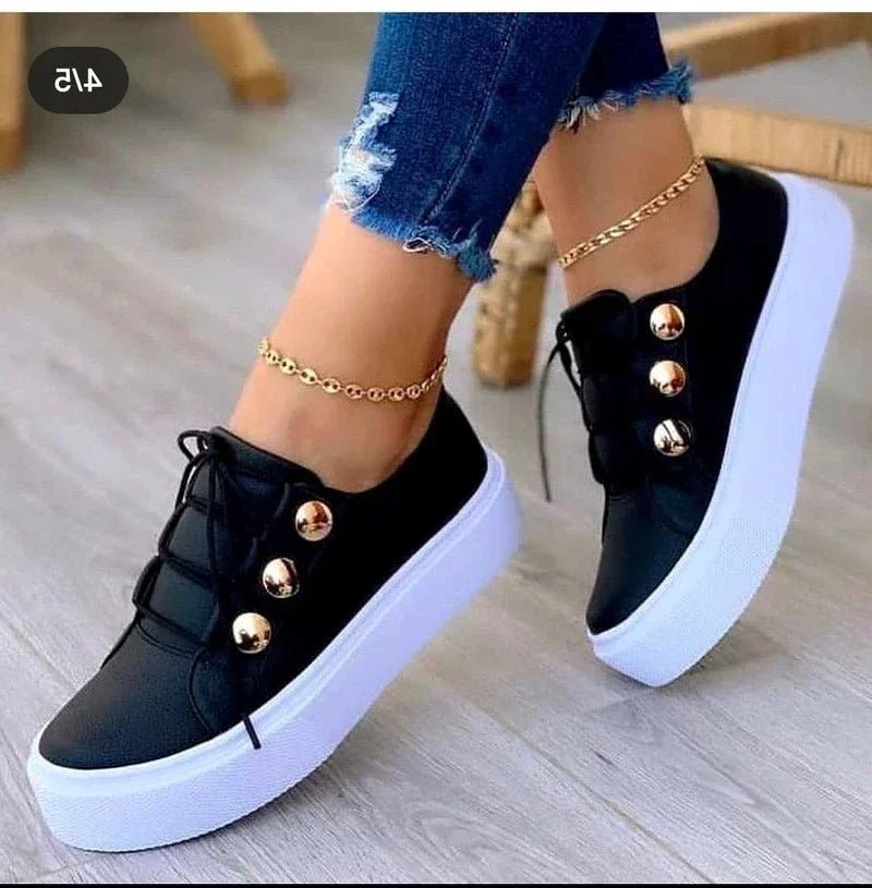 Women's Round-Toe Lace-Up Orthopedic Platform Trainers