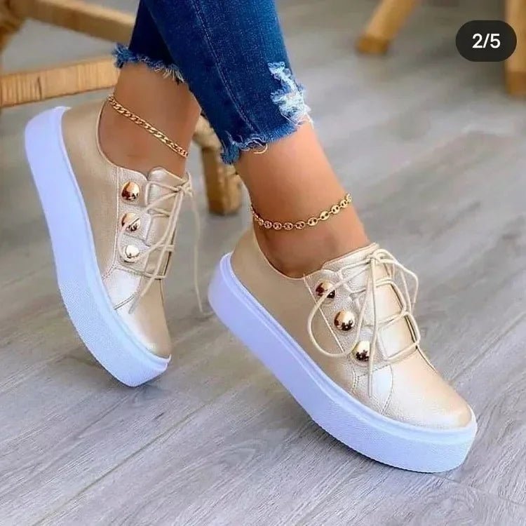 Women's Round-Toe Lace-Up Orthopedic Platform Trainers