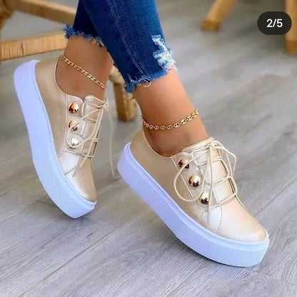 Women's Round-Toe Lace-Up Orthopedic Platform Trainers