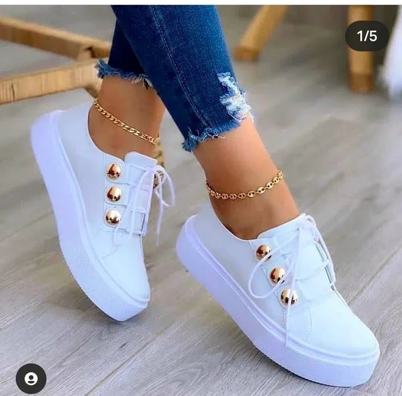 Women's Round-Toe Lace-Up Orthopedic Platform Trainers