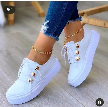 Women's Round-Toe Lace-Up Orthopedic Platform Trainers