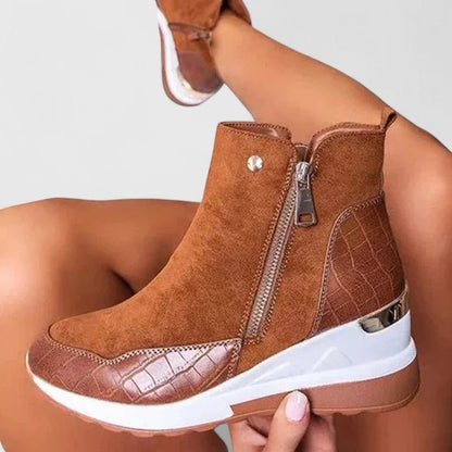 Women's Orthopedic Zip-Up Wedge Ankle Booties