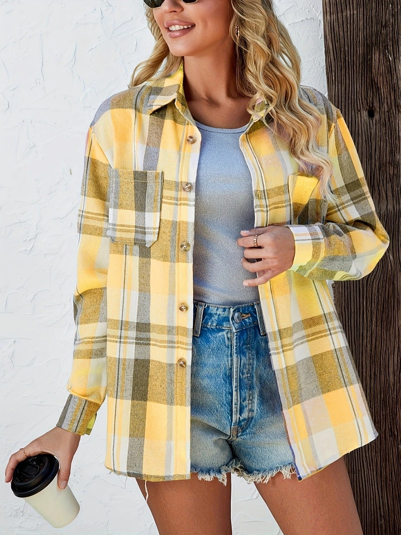 Women's Long-Sleeve Oversized Plaid Flannel Shirt