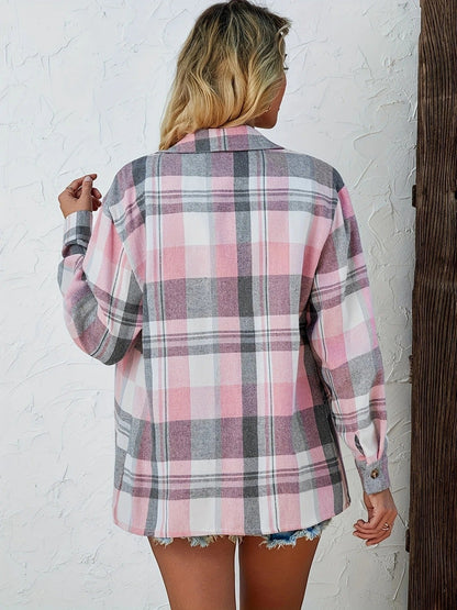 Women's Long-Sleeve Oversized Plaid Flannel Shirt