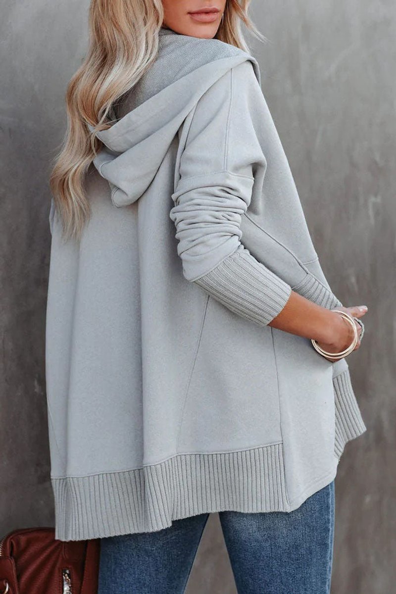 Women's Long-Sleeve Button-Up Oversized Hooded Tunic