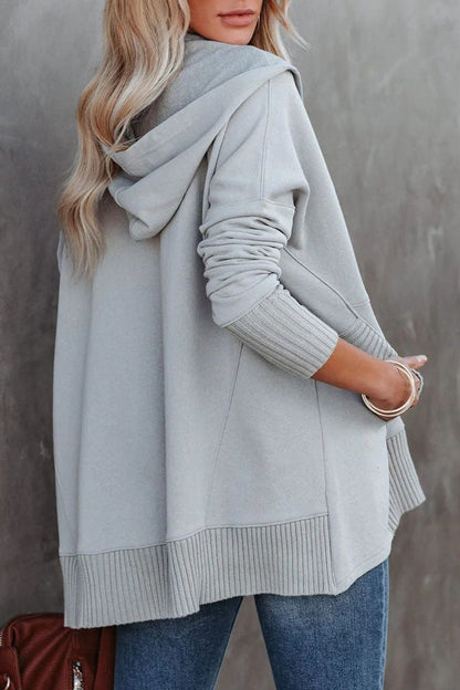 Women's Long-Sleeve Button-Up Oversized Hooded Tunic