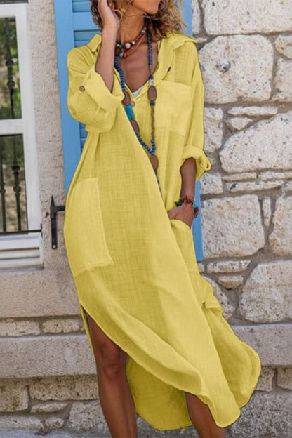 Women's Loose-Fit Linen Midi Evening Dress