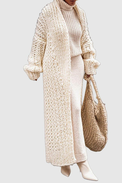 Women's Slouchy Open-Front Chunky Knit Longline Cardigan