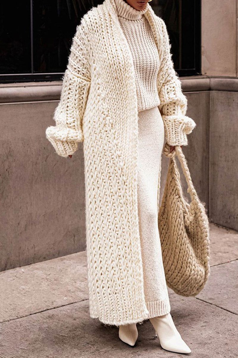 Women's Slouchy Open-Front Chunky Knit Longline Cardigan