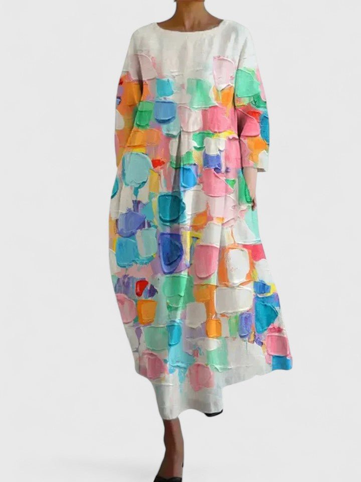 Women's Loose-Fit Turtle Pattern Midi Dress