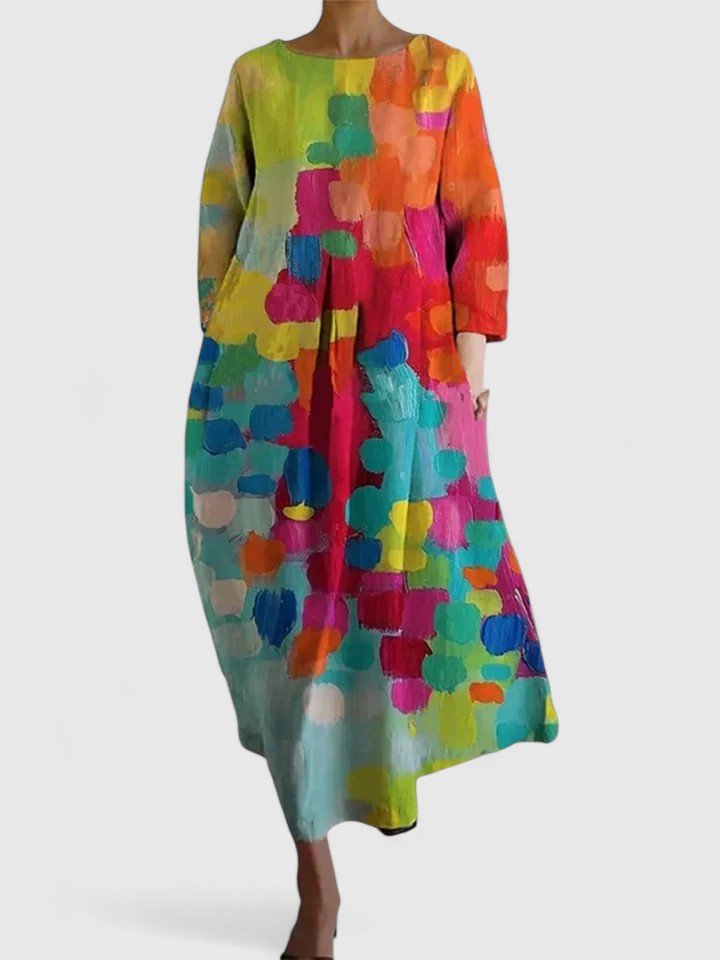 Women's Loose-Fit Turtle Pattern Midi Dress