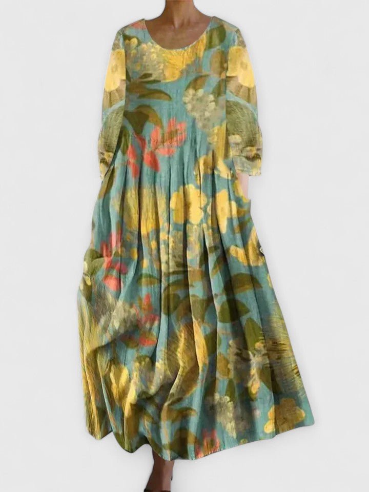 Women's Loose-Fit Turtle Pattern Midi Dress