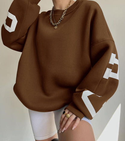 Women's Loose Varsity Graphic Fleece Crewneck Jumper