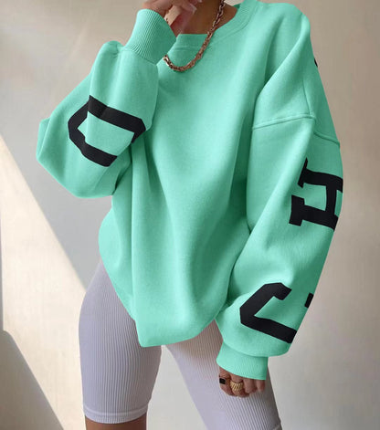 Women's Loose Varsity Graphic Fleece Crewneck Jumper