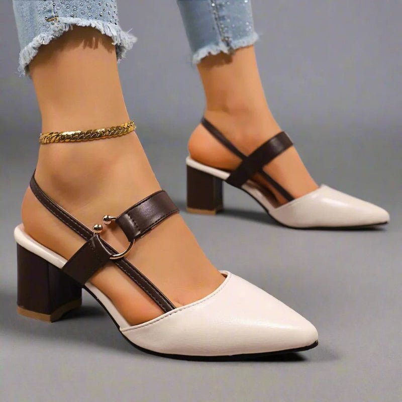 Women's Pointed-Toe T-Strap Block Heel Pumps