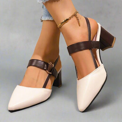 Women's Pointed-Toe T-Strap Block Heel Pumps