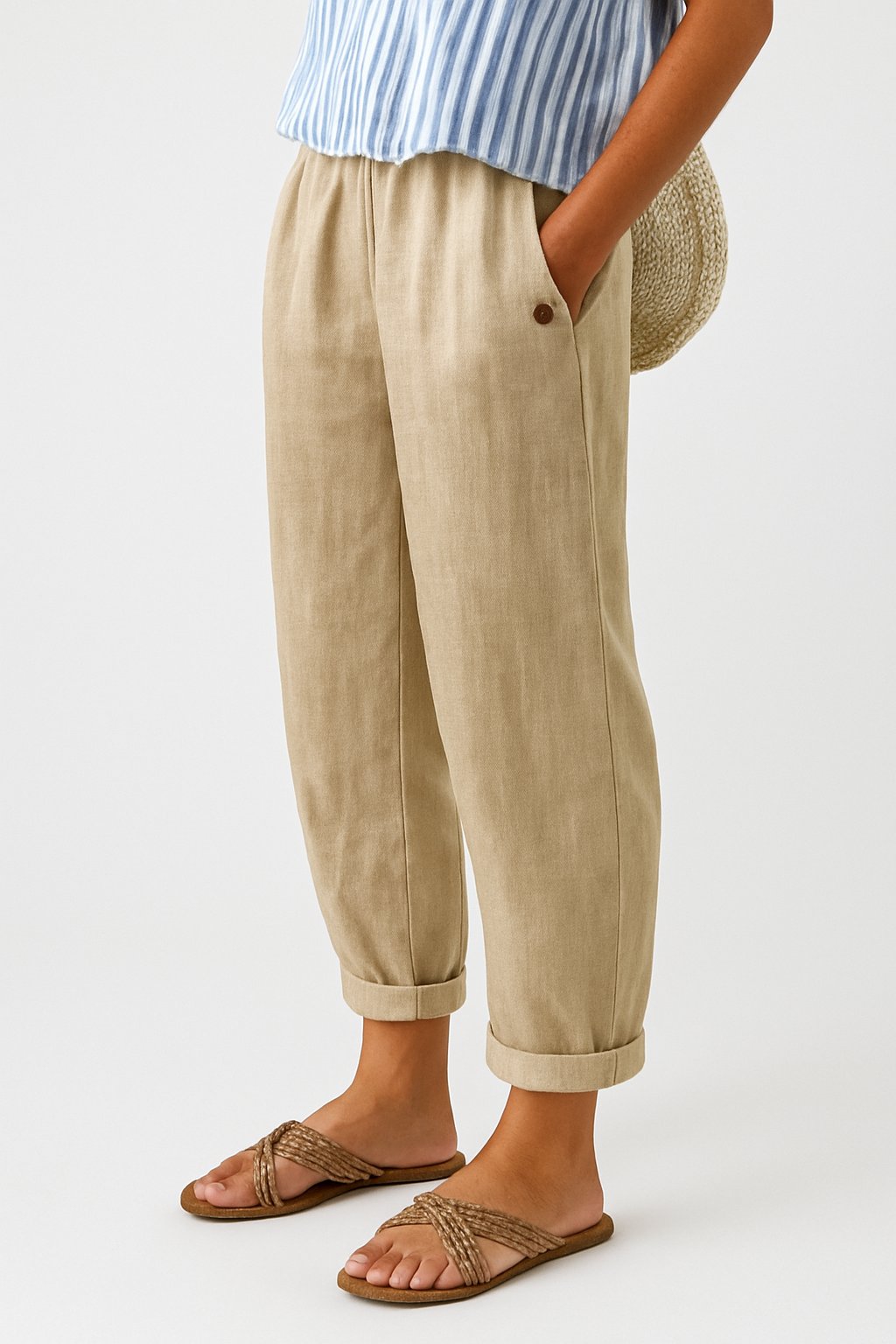 Women's Lightweight Straight-Leg Trousers with Side Pockets
