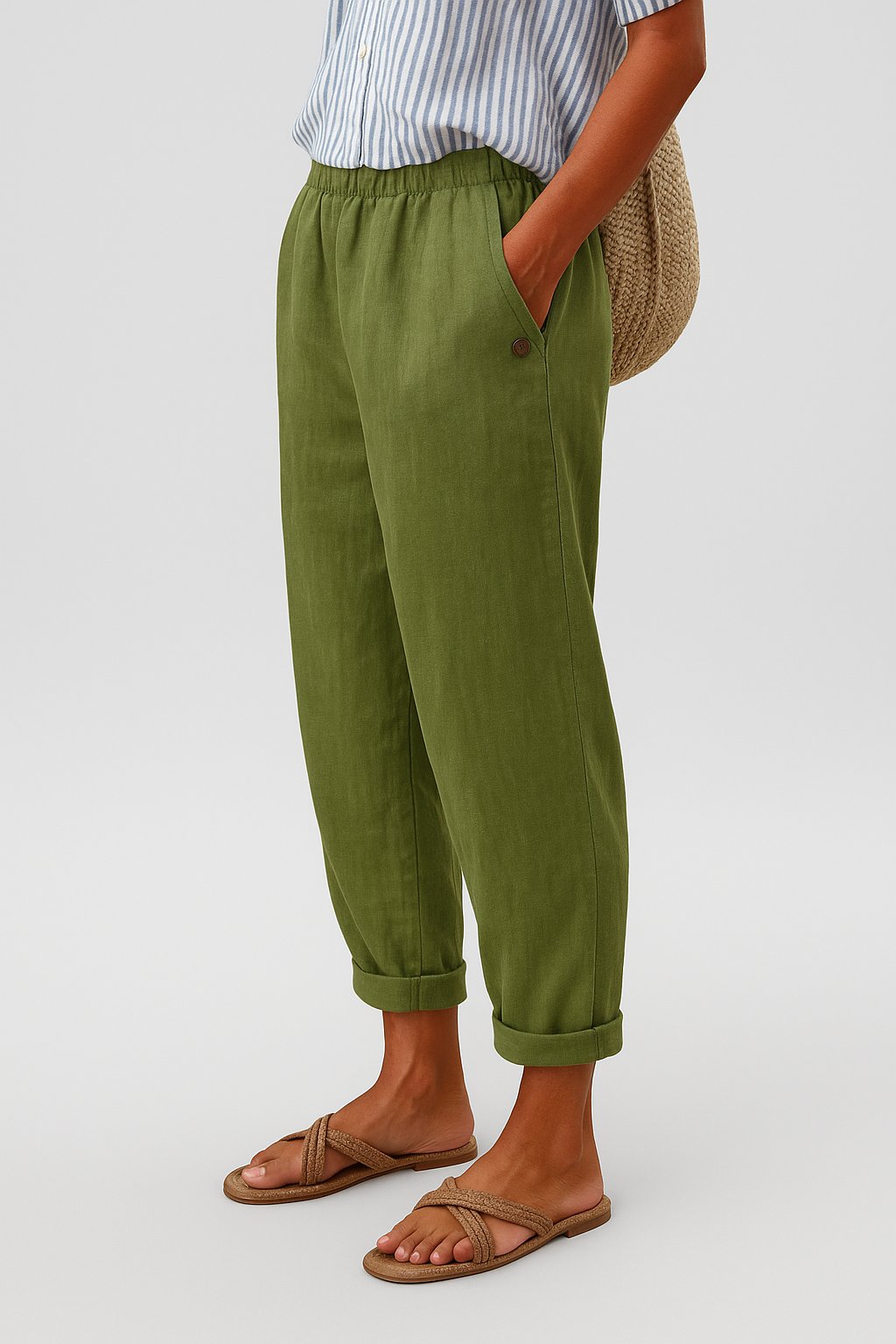 Women's Lightweight Straight-Leg Trousers with Side Pockets