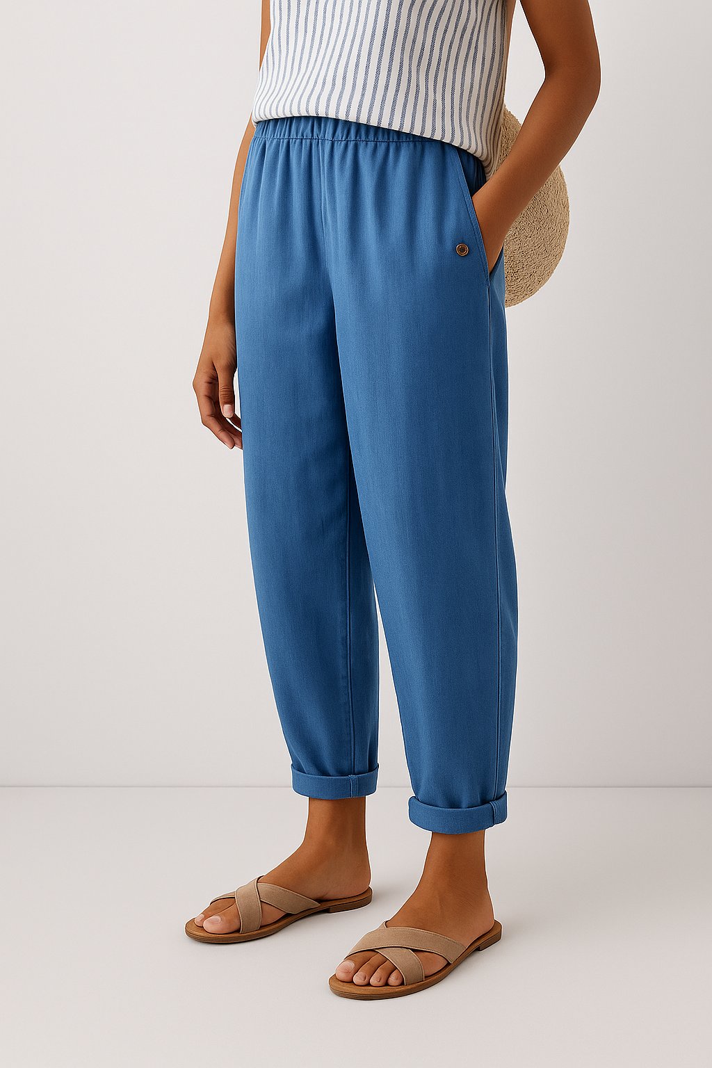 Women's Lightweight Straight-Leg Trousers with Side Pockets