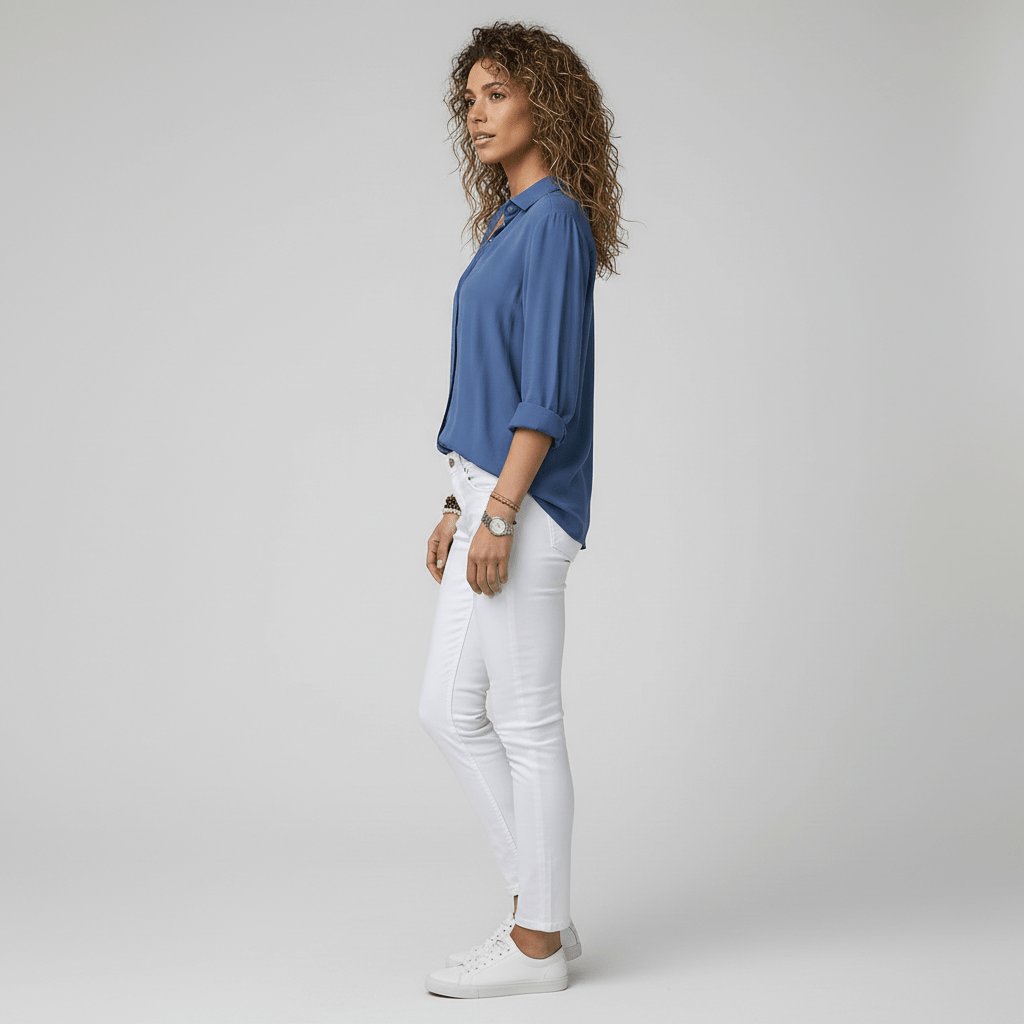 Women's Collared Long-Sleeve Button-Up Loose Shirt