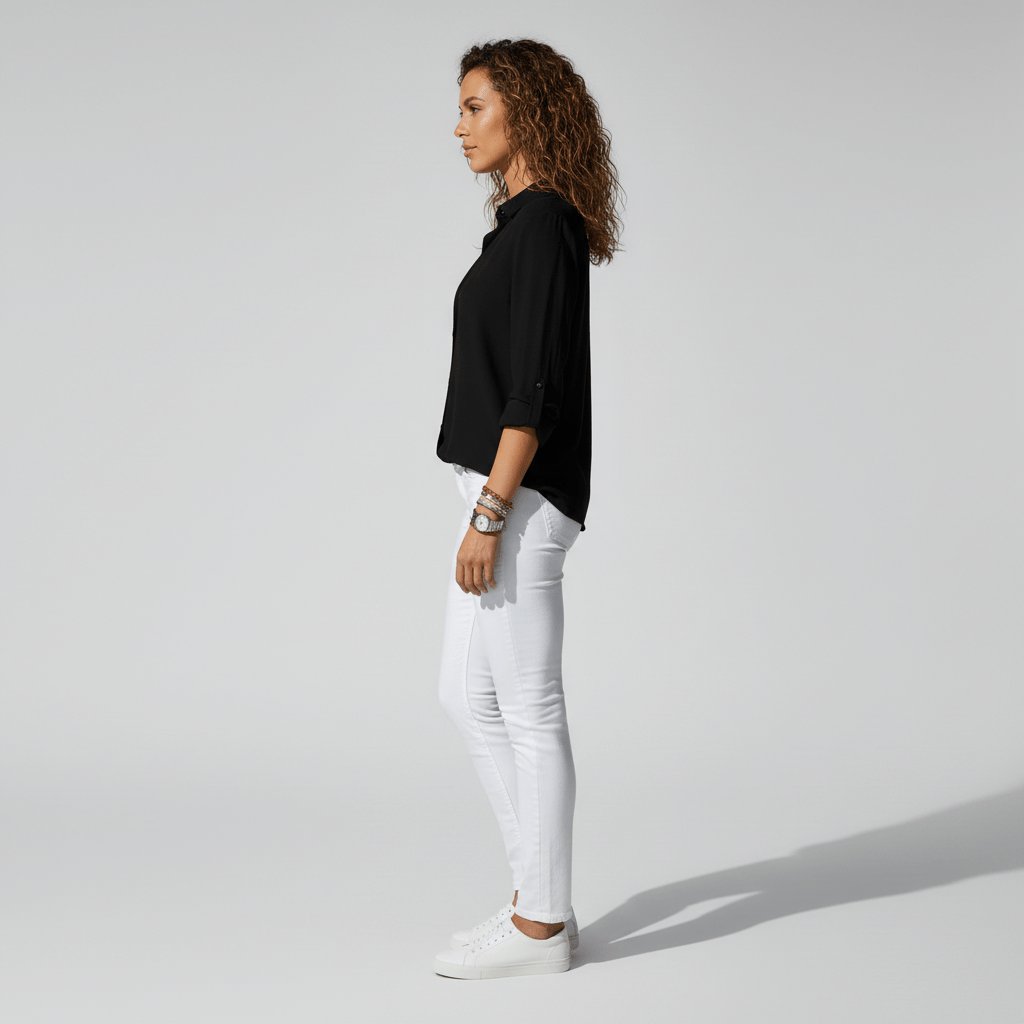 Women's Collared Long-Sleeve Button-Up Loose Shirt