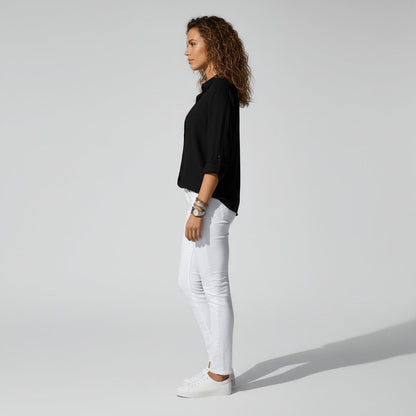 Women's Collared Long-Sleeve Button-Up Loose Shirt