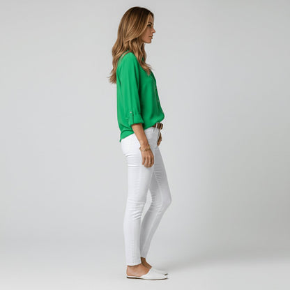 Women's Collared Long-Sleeve Button-Up Loose Shirt