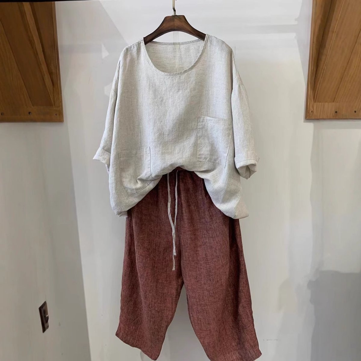 Women's Relaxed Linen Tunic Shirt with Patch Pockets