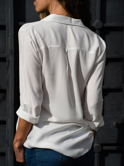 Women's Breathable Roll-Tab Sleeve Button-Down Blouse